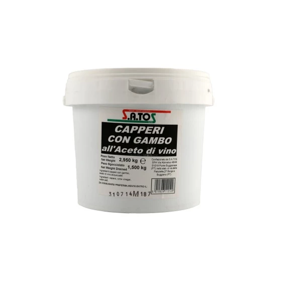 Câpres avec Tiges au Vinaigre Calibre 1,5gr seau 1,5kg