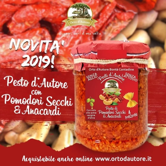 Pesto Rosso Tomates Séchées & Noix de Cajou Orto d’Autore 180GR