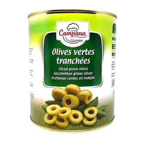 Olives Vertes Tranchées en Rondelles Boite 3/1