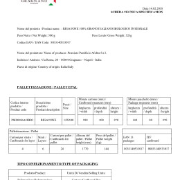 Scheda tecnica Rigatone integrale