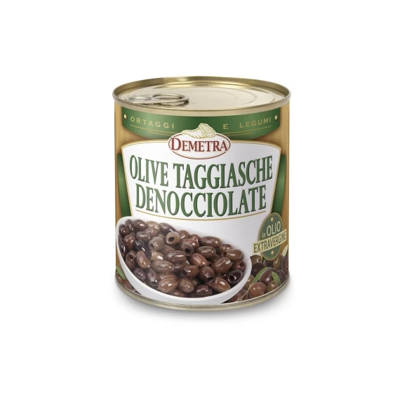 Olives Taggiasche Dénoyautées à l'Huile d'Olive Vierge Extra Demetra Boîte 4/4