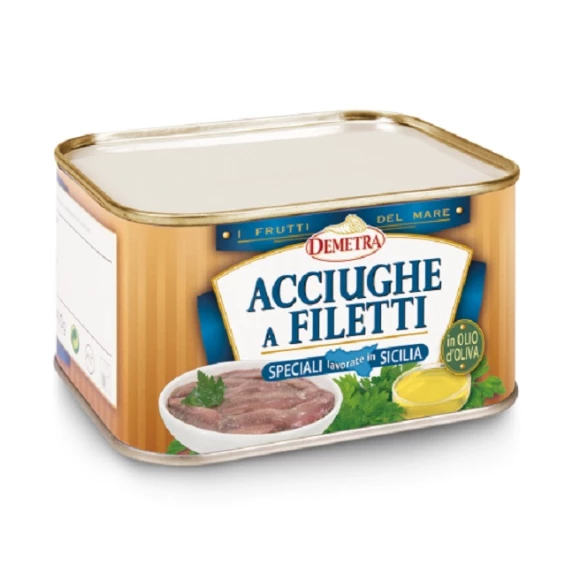 Filets d'Anchois de Sicile à l'Huile d'Olive Demetra boîte 720 ml