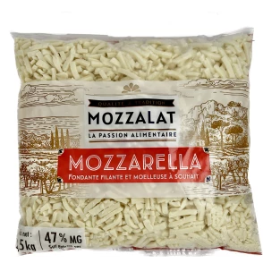 Fromage à Pizza Mozzarella en brins, Sac 2.5kg