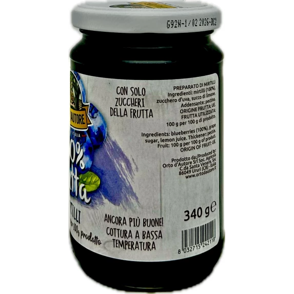 Marmelade Bio de Myrtilles Italiennes Orto d’Autore