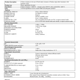 8.3.1 Standard Technical Sheet CHERRY Tomatoes