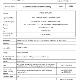 Black summer truffle carpaccio 90g