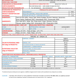 PROSCIUTTO COTTO FRESCHISSIMO scheda tecnica
