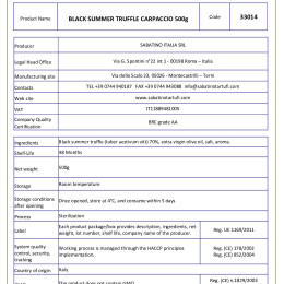 Black summer truffle carpaccio 500g