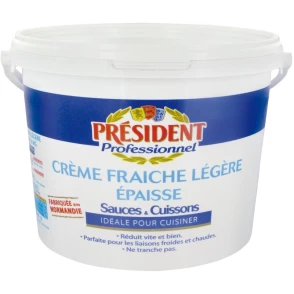  Crème Fraîche Épaisse Légère Professionnelle Président 15%MG 5L