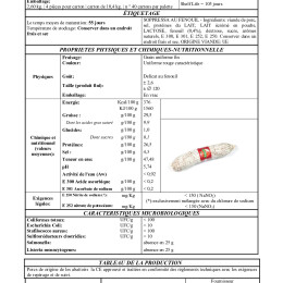 Fiche technique SOPPRESSA AL FINOCCHIO