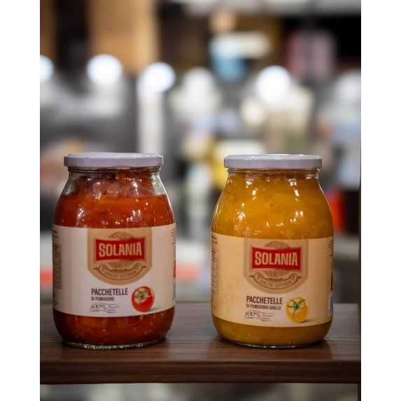 Pacchetelle Gialle, tomates jaunes du Vésuve - bocal 1 kg - Solania