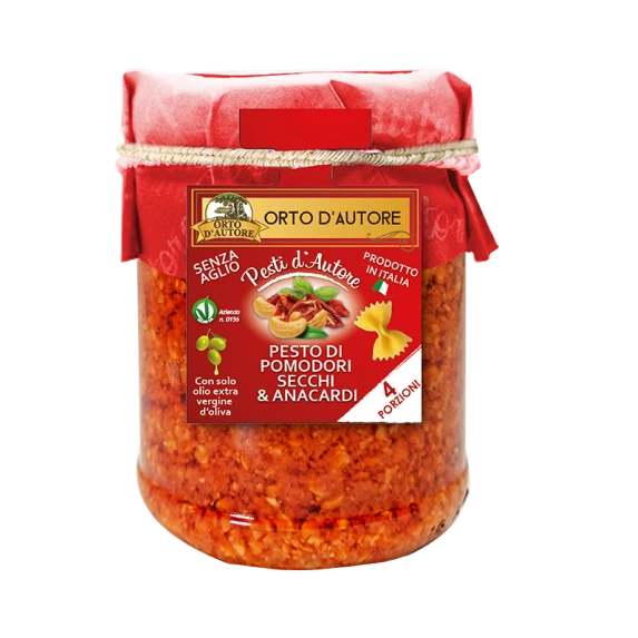 Pesto Rosso Tomates Séchées & Noix de Cajou Orto d’Autore 180GR