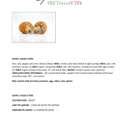 DATA SHEET SUPPLI' CACIO E PEPE