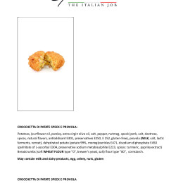 DATA SHEET CROCCHETTA DI PATATE SPECK E PROVOLA