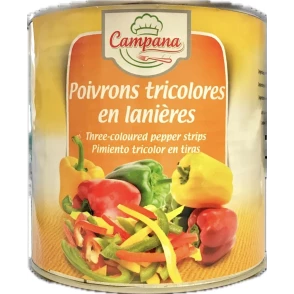 Lanières de Poivrons Tricolores au Naturel