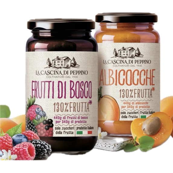 Marmelade fruits des bois italiens 130% frutta LA CASCINA DI PEPPINO par Orto D’Autore 340 g